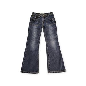 Z. Cavaricci Bootcut Leg Jeans Girls Size 7 Blue Faded Stone Wash Embroidered